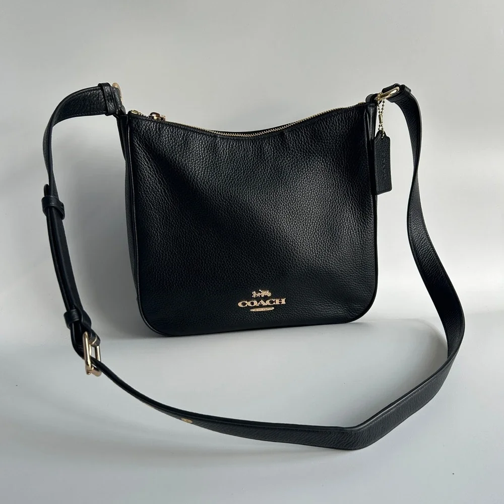 Coach Ellie File Bag Black Pebbled Leather Crossbody CU960 Excellent